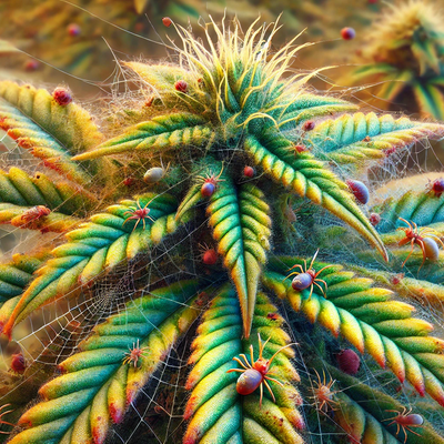 Spider mites on cannabis plants